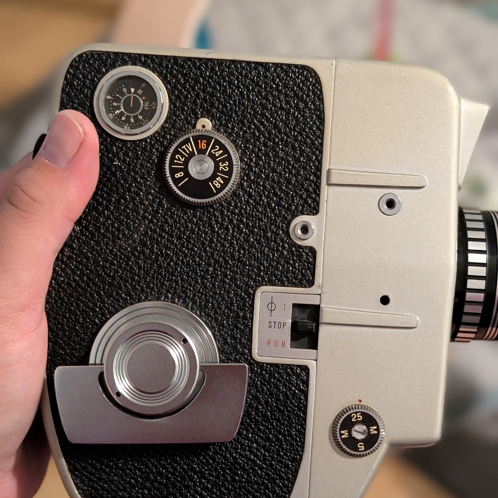 Vintage Film Camera in Black and Silver